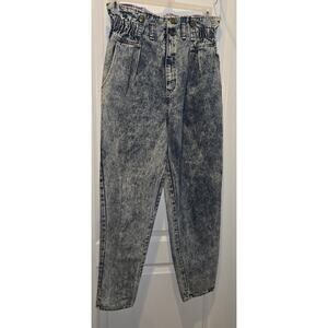 Vintage Stuffed Shirt Acid wash high rise paperbag jeans
